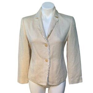 Valentino Tweed Silk Wool Jacket Women's Blazer Ecru Cream Size 6
